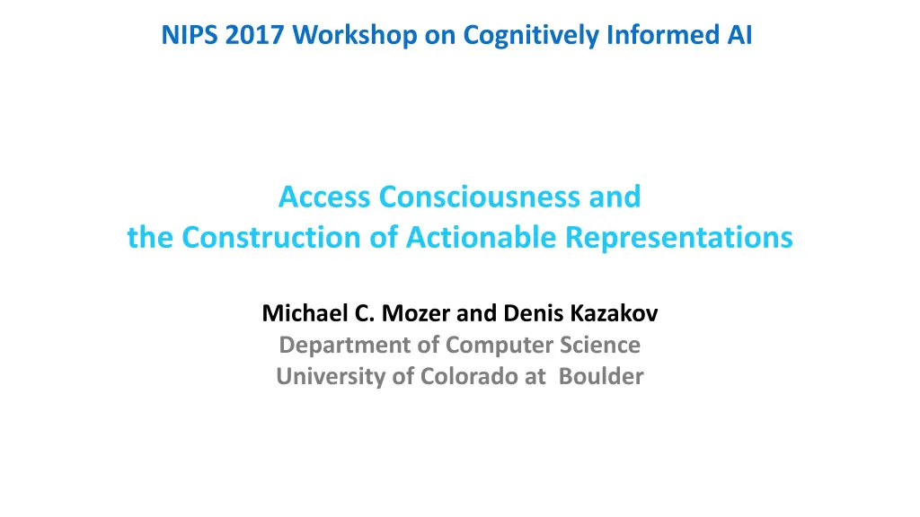 nips 2017 workshop on cognitively informed ai