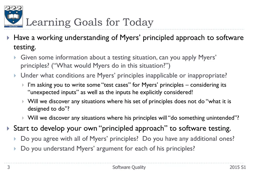 learning goals for today