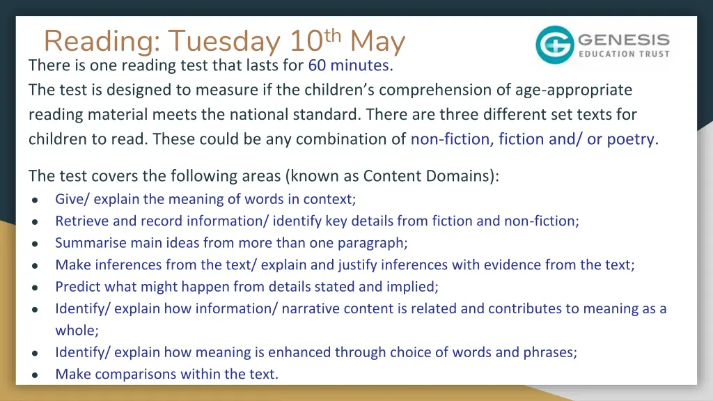 reading tuesday 10 th may there is one reading