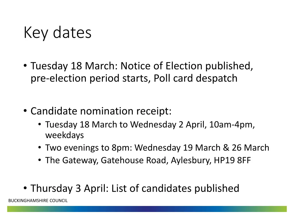 key dates