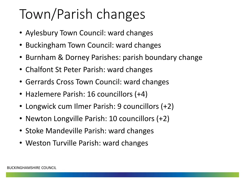 town parish changes