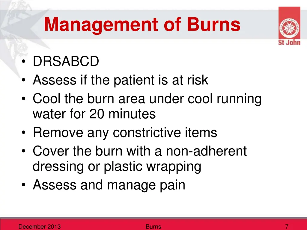 management of burns