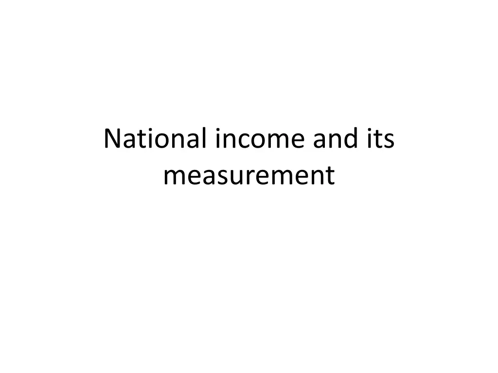 national income and its measurement