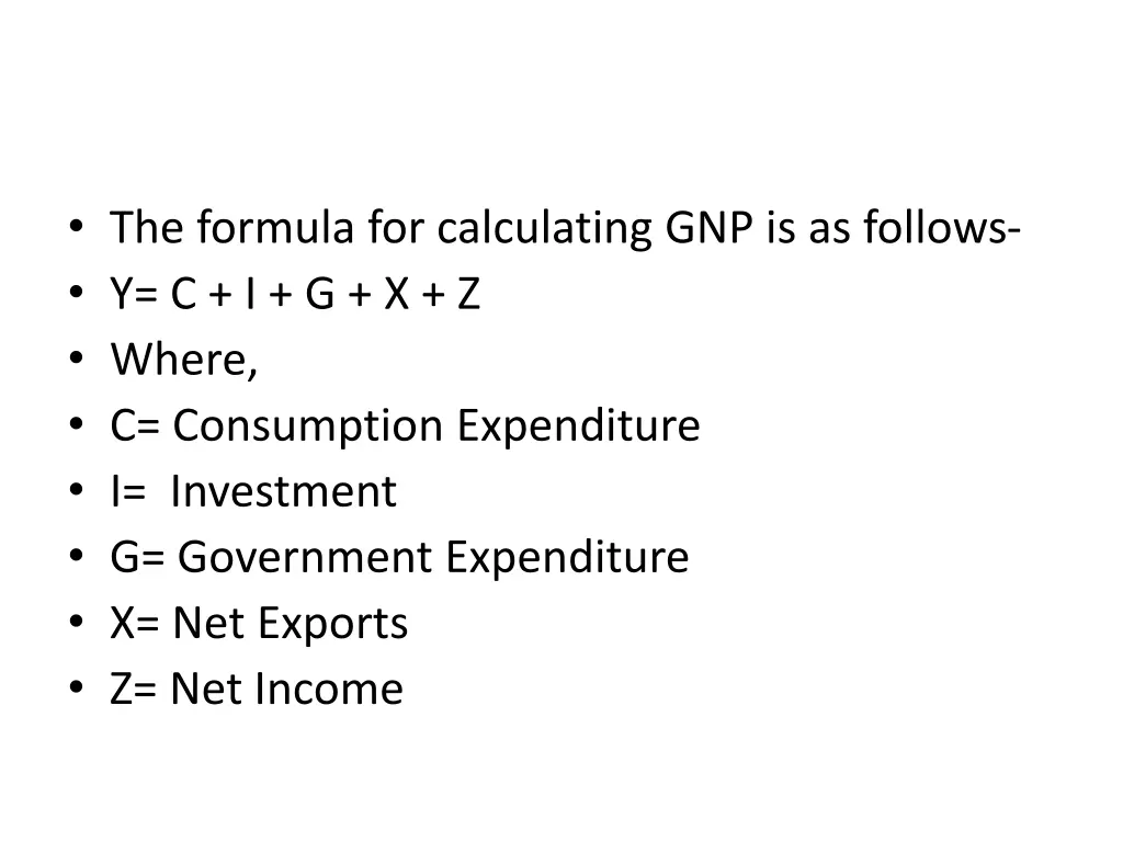the formula for calculating gnp is as follows
