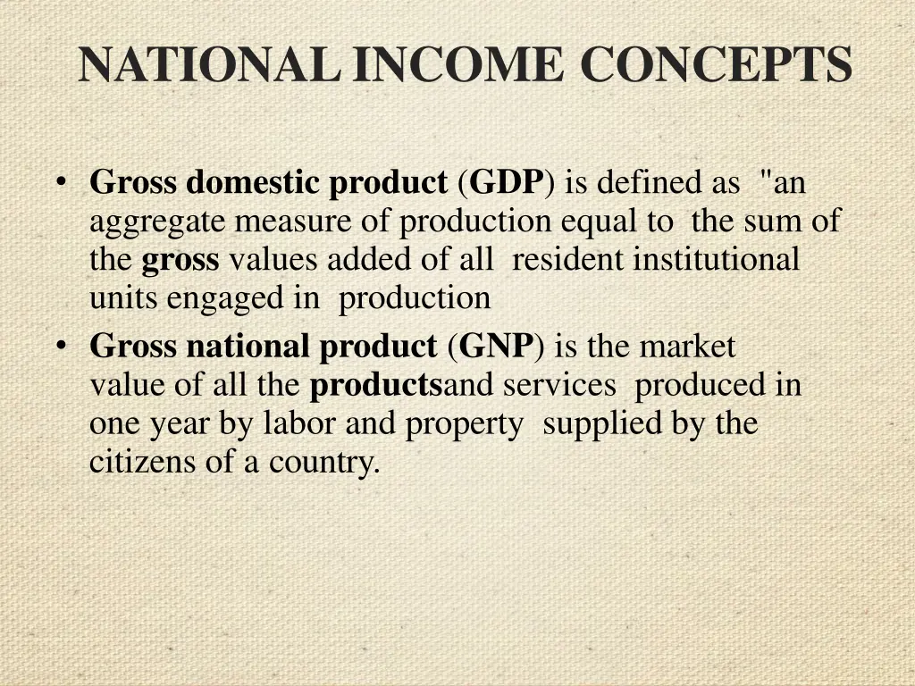 national income concepts