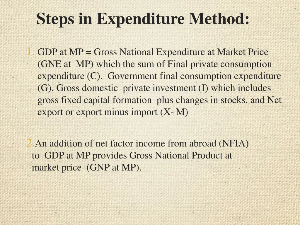 steps in expenditure method