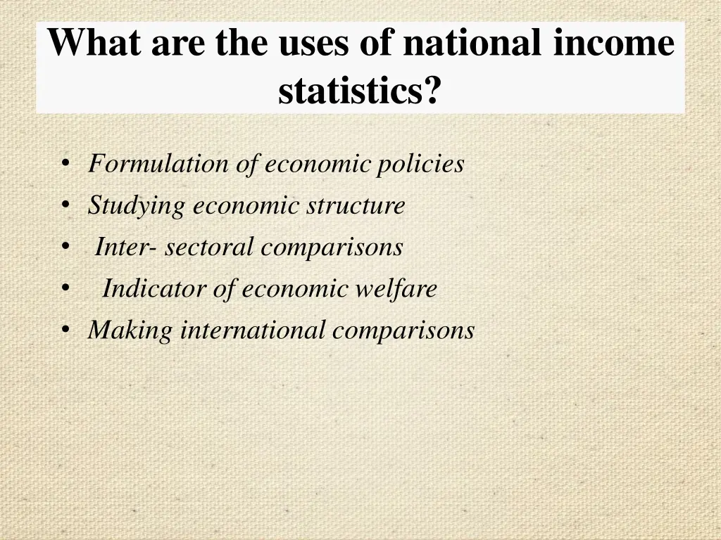 what are the uses of national income statistics