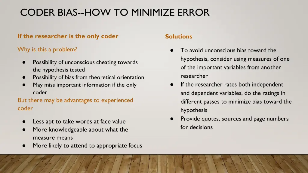coder bias how to minimize error