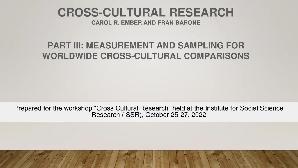 cross cultural research carol r ember and fran