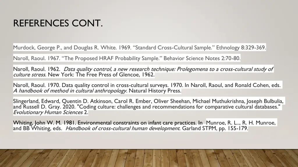references cont