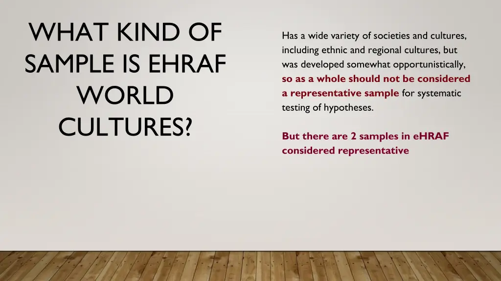 what kind of sample is ehraf world cultures