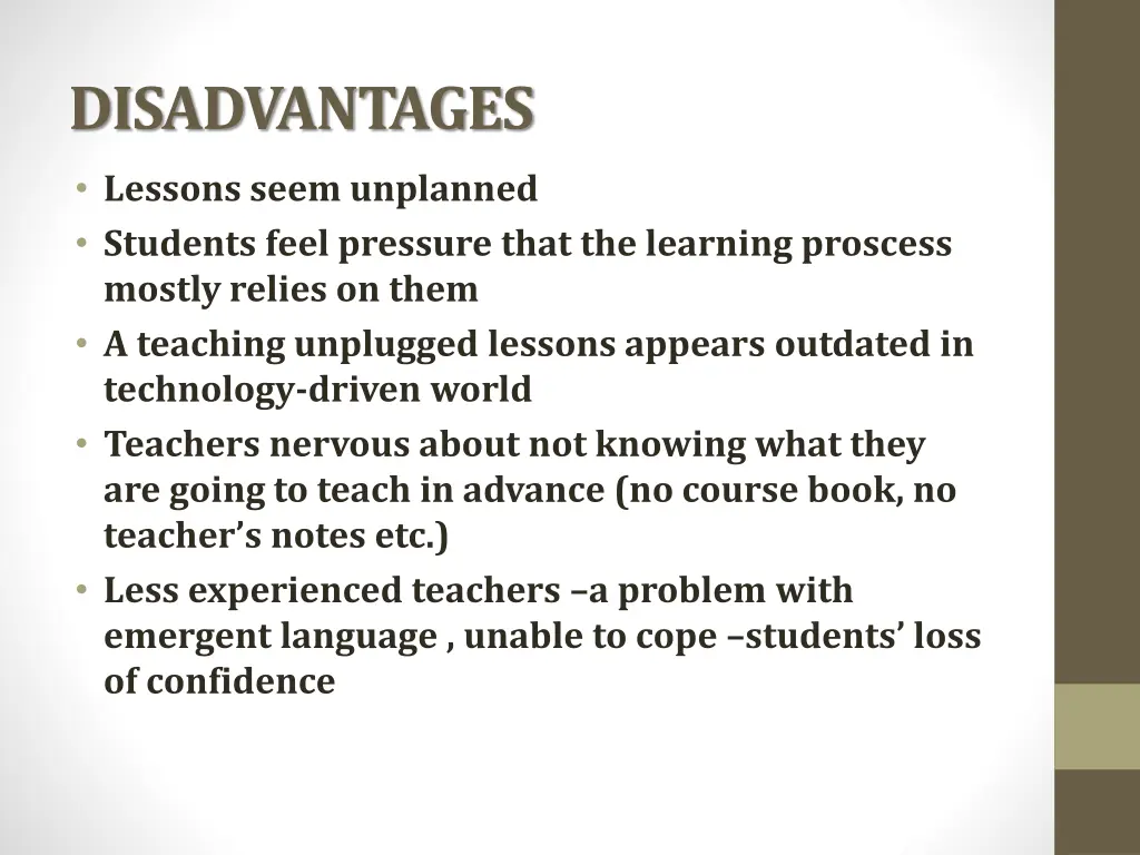 disadvantages