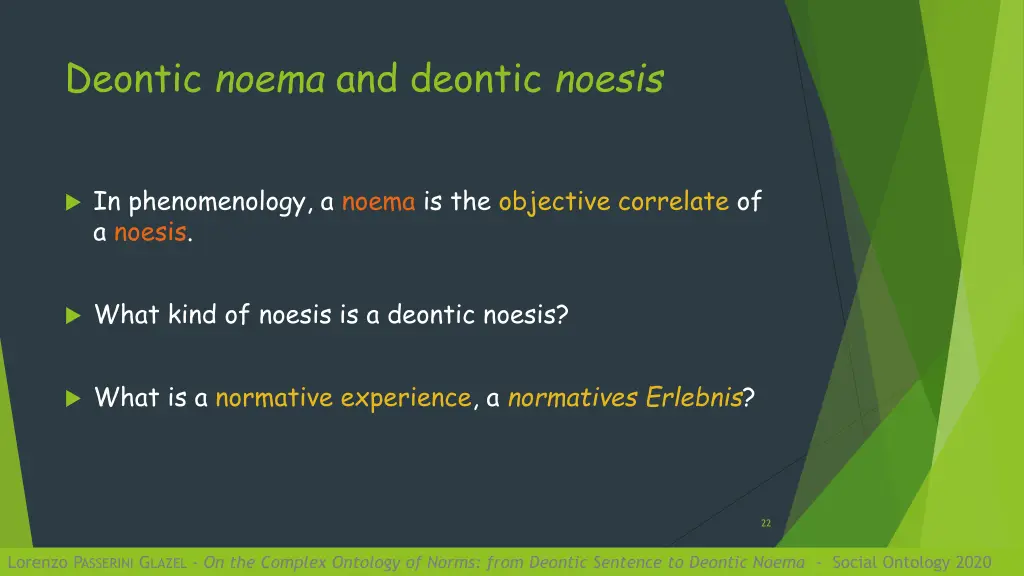 deontic noema and deontic noesis