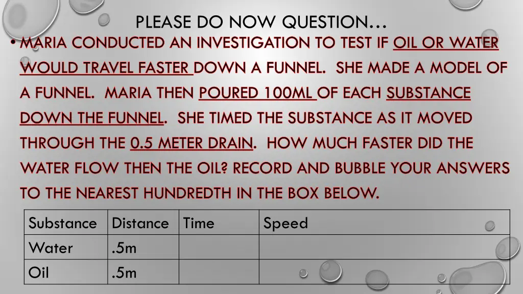 please do now question maria conducted