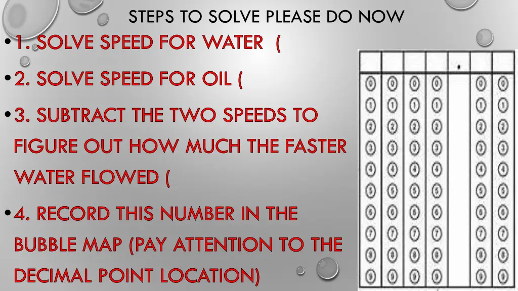 steps to solve please do now 1 solve speed