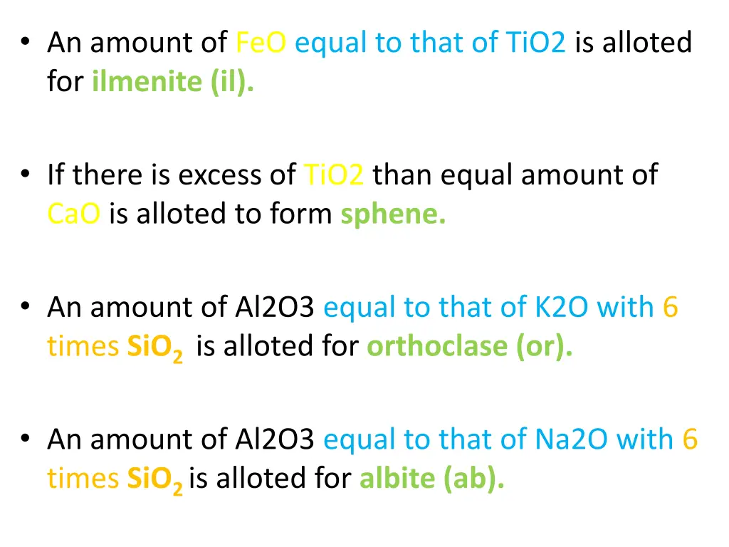 an amount of feo equal to that of tio2 is alloted