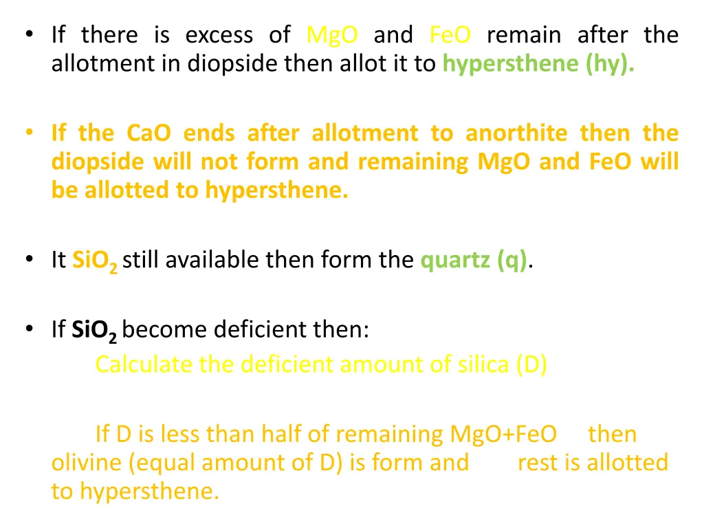 if there is excess of mgo and feo remain after