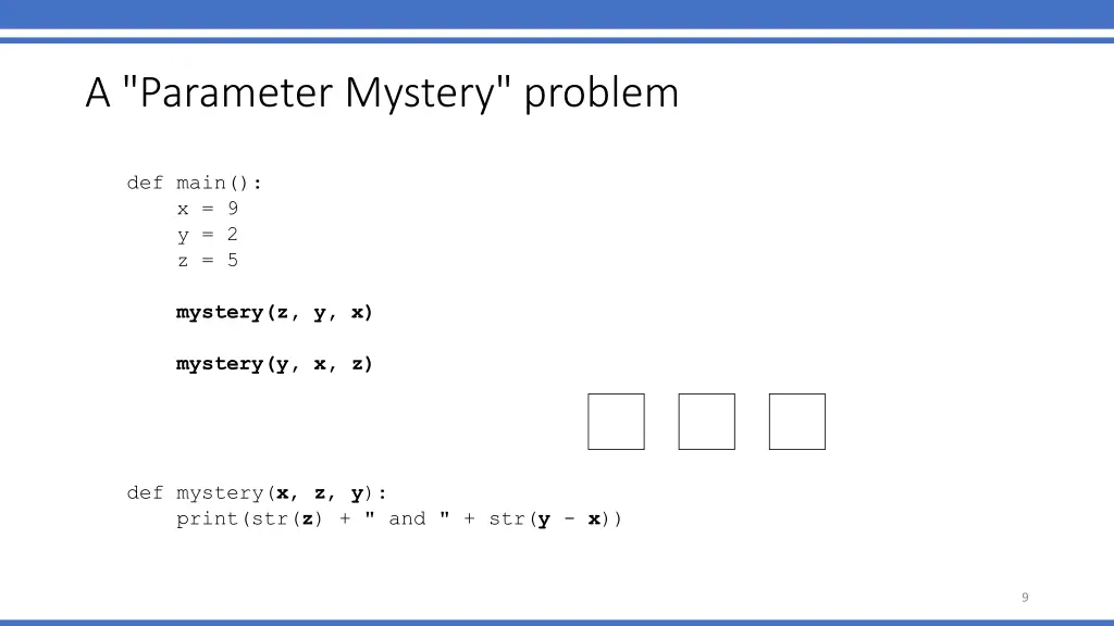a parameter mystery problem