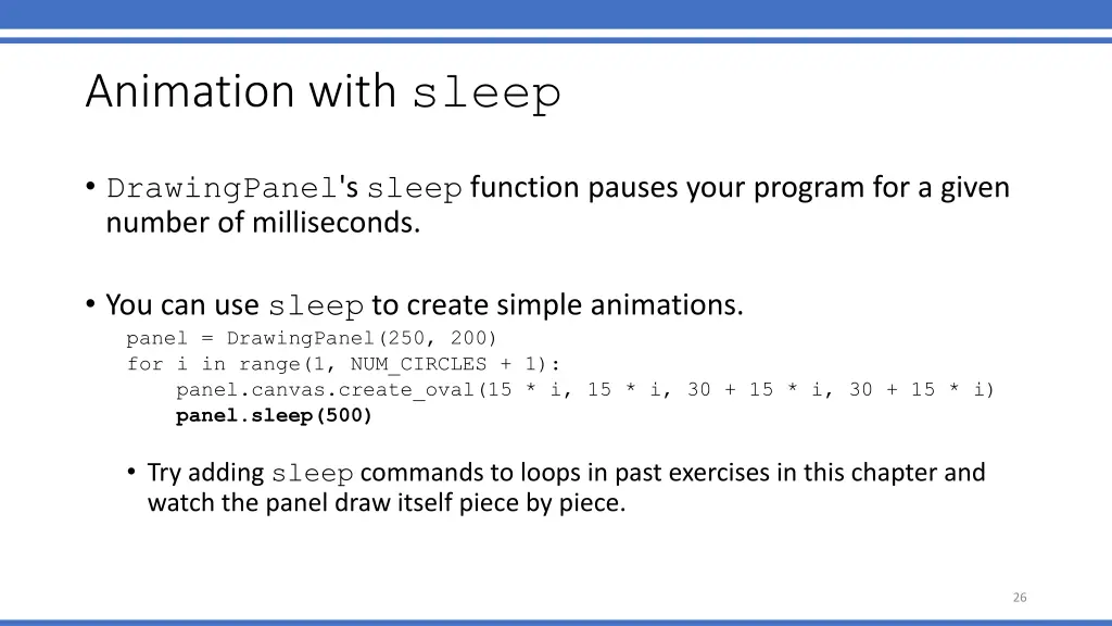animation with sleep