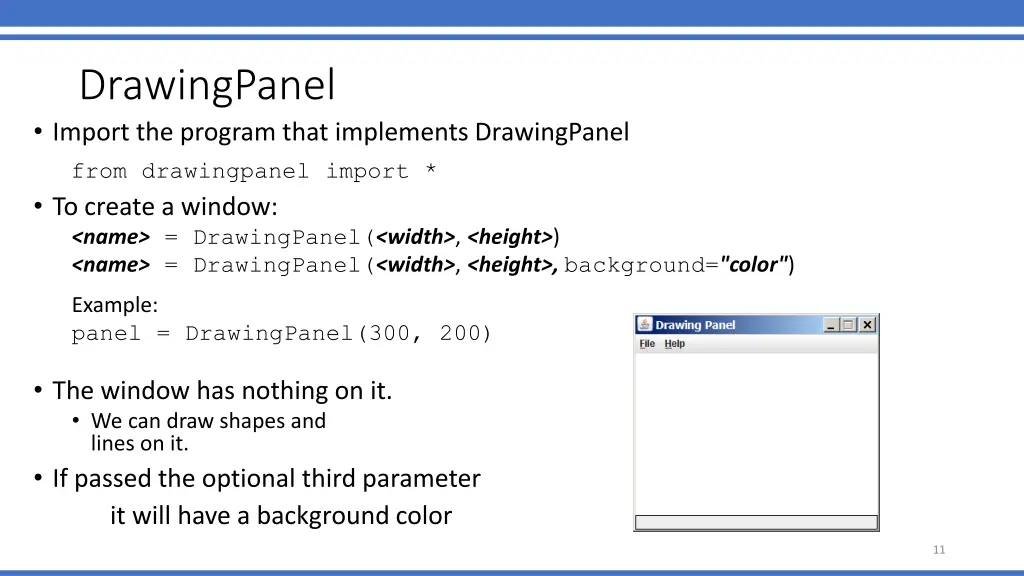 drawingpanel import the program that implements