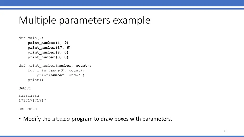 multiple parameters example