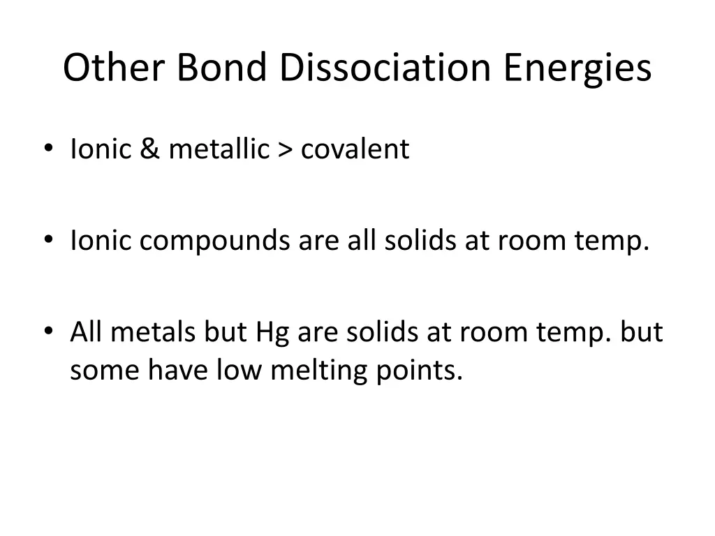 other bond dissociation energies