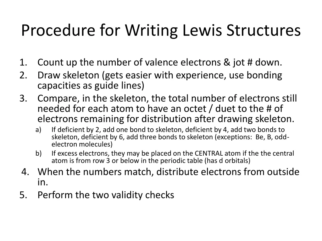 procedure for writing lewis structures