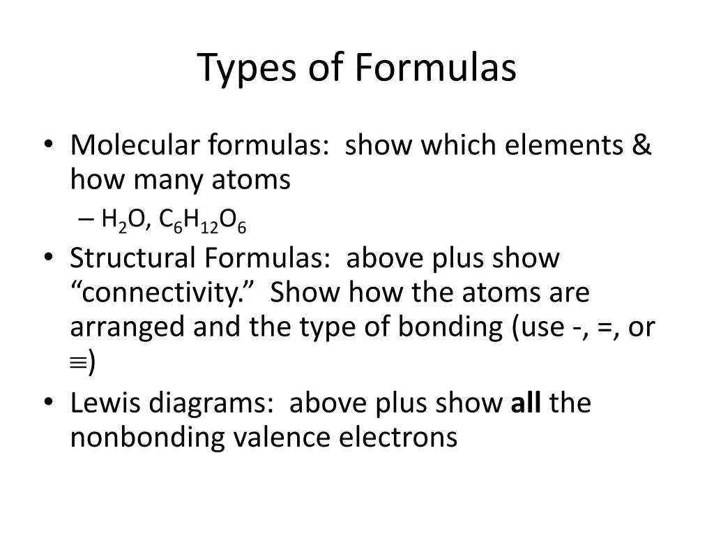 types of formulas
