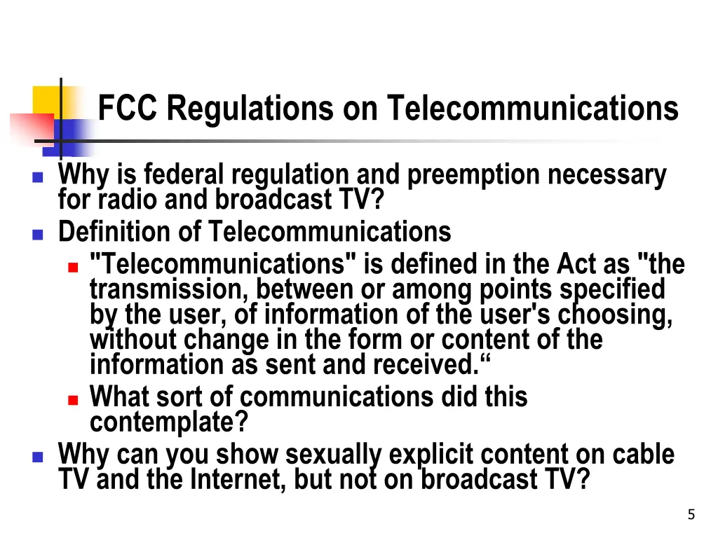fcc regulations on telecommunications