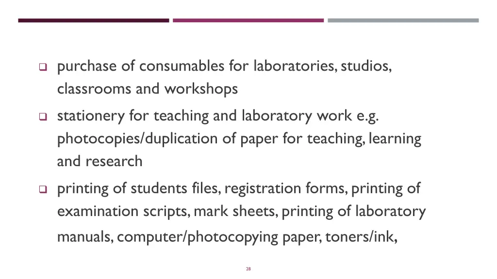 purchase of consumables for laboratories studios