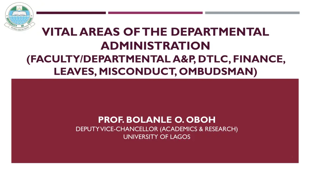 vital areas of the departmental administration