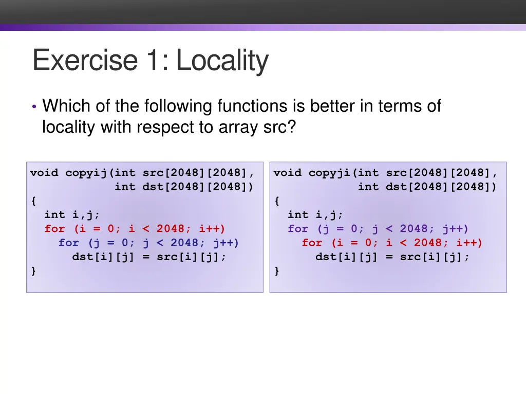 exercise 1 locality
