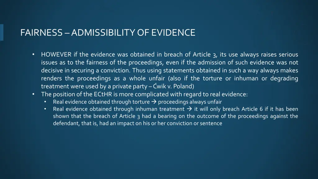 fairness admissibility of evidence 1