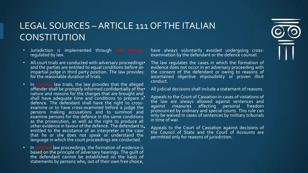 legalsources article111 of the italian