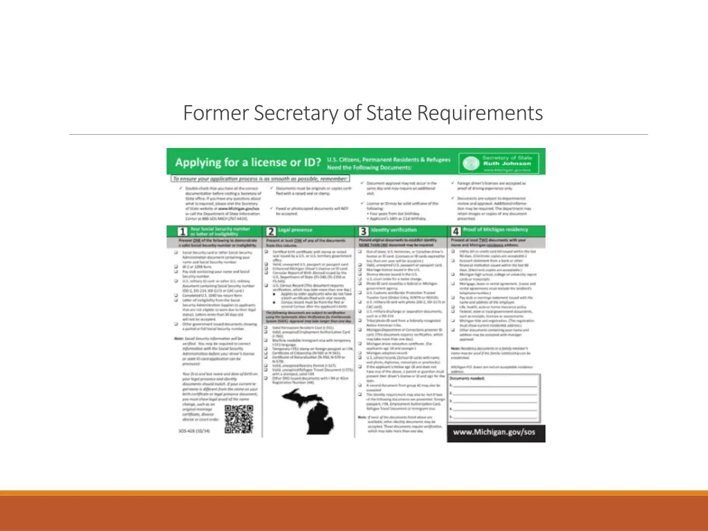 former secretary of state requirements