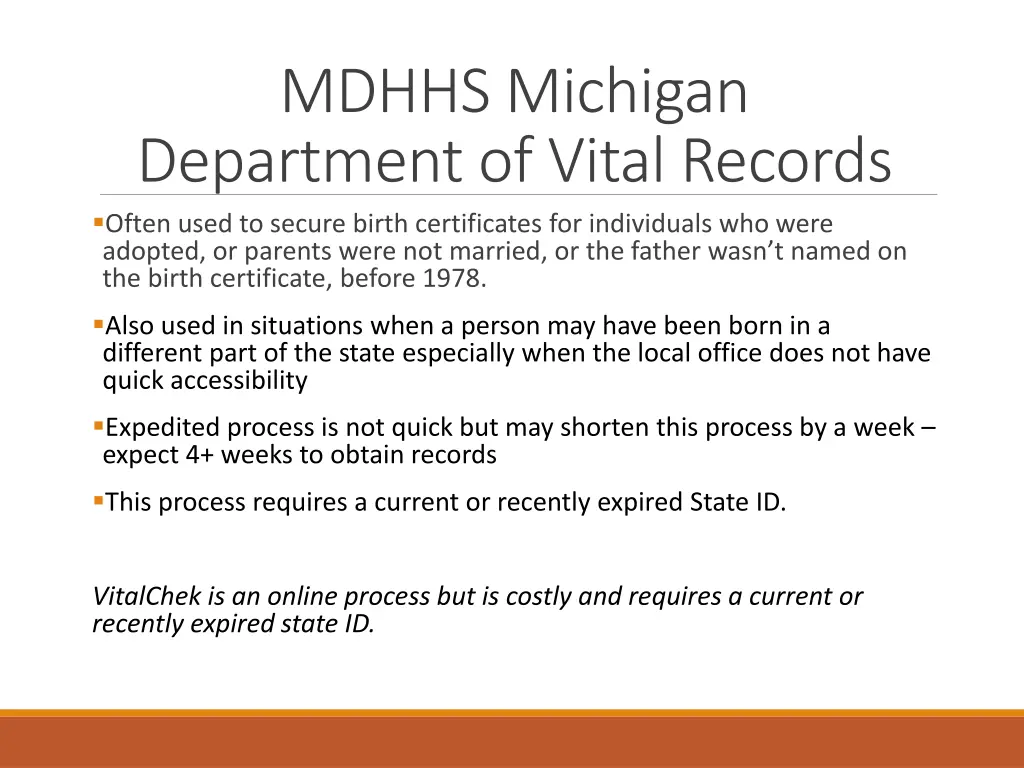 mdhhs michigan department of vital records often