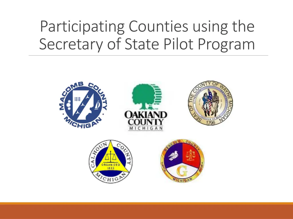 participating counties using the secretary