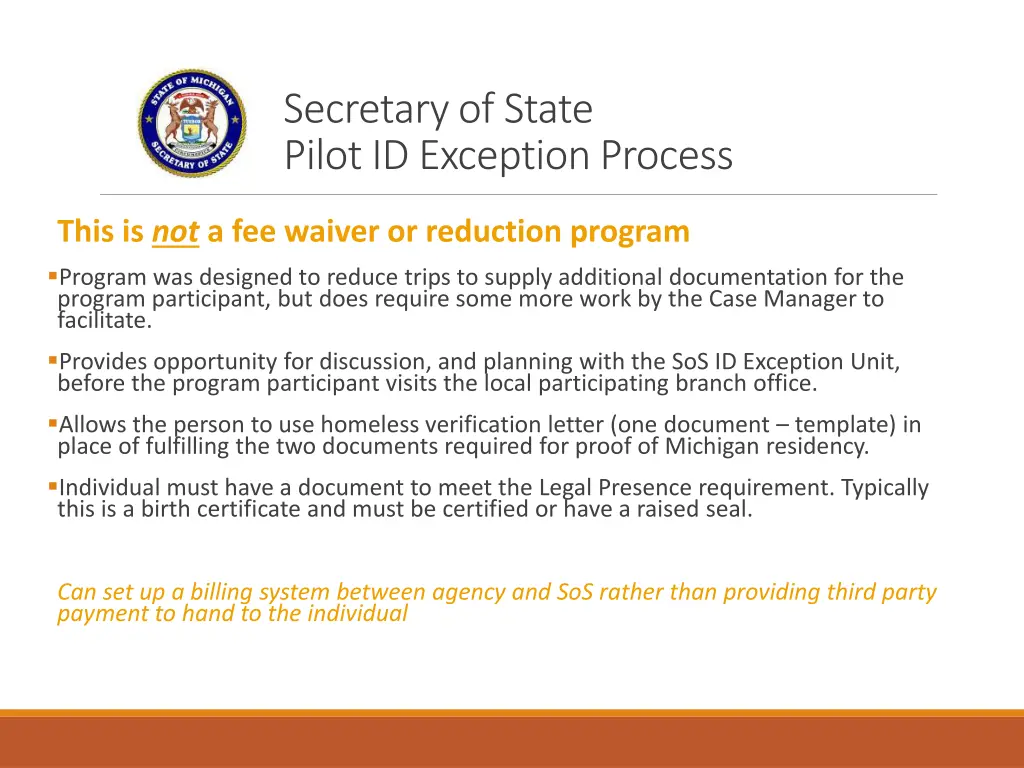 secretary of state pilot id exception process