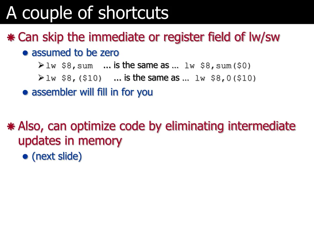 a couple of shortcuts