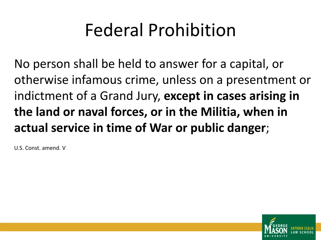 federal prohibition