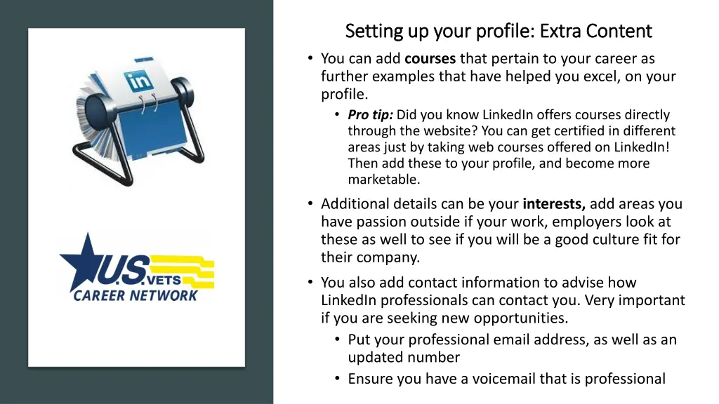 setting up your profile extra content setting 1