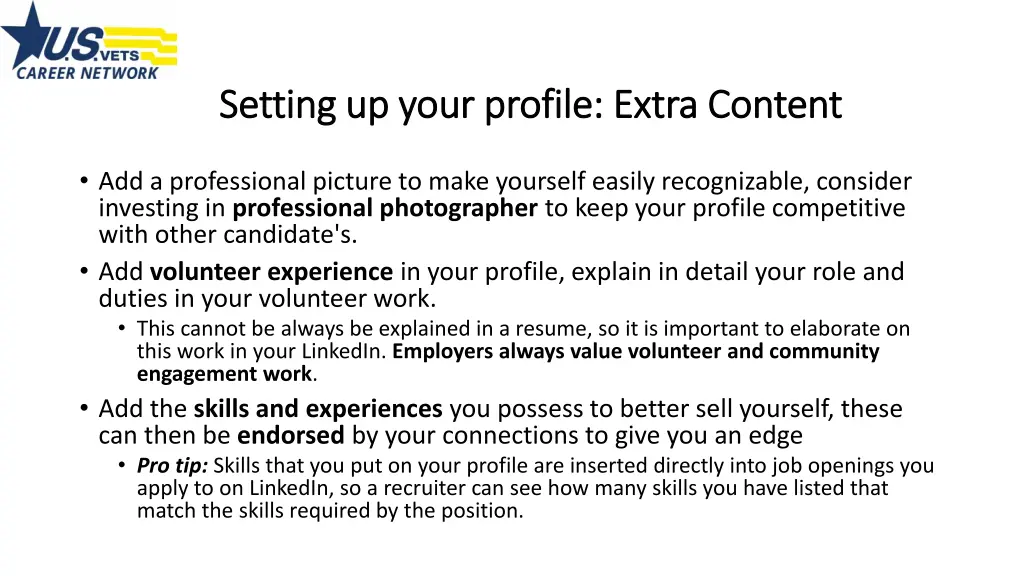 setting up your profile extra content setting