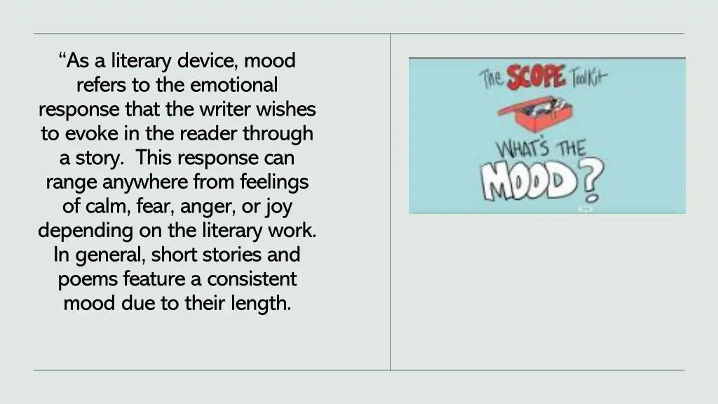 as a literary device mood refers to the emotional