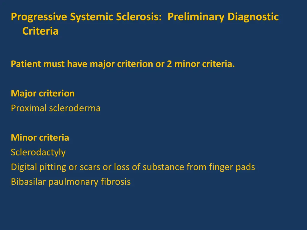 progressive systemic sclerosis preliminary