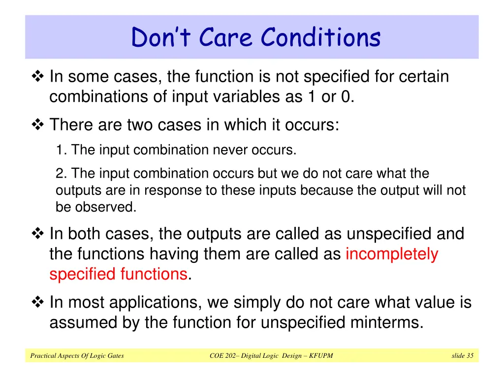 don t care conditions