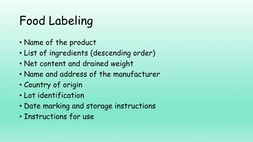 food labeling