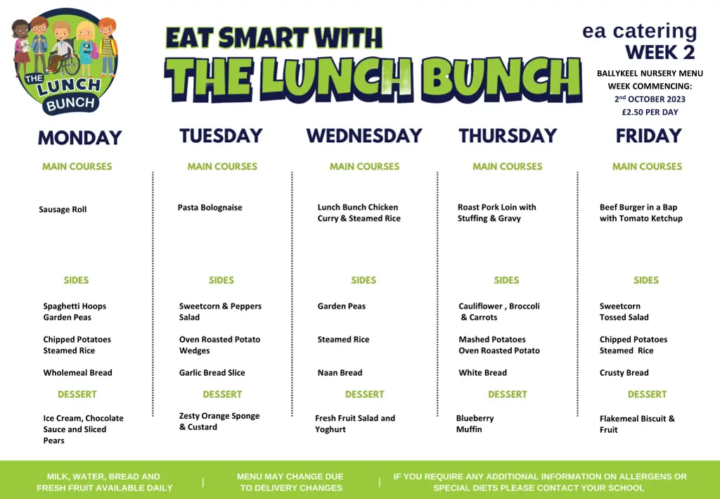 ballykeel nursery menu week commencing 1