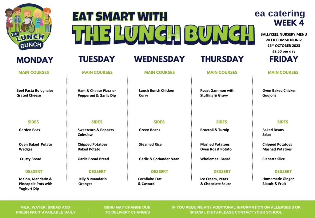 ballykeel nursery menu week commencing 3