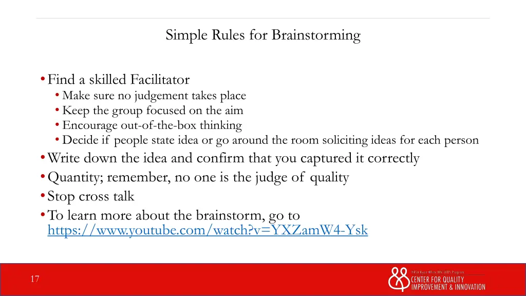 simple rules for brainstorming