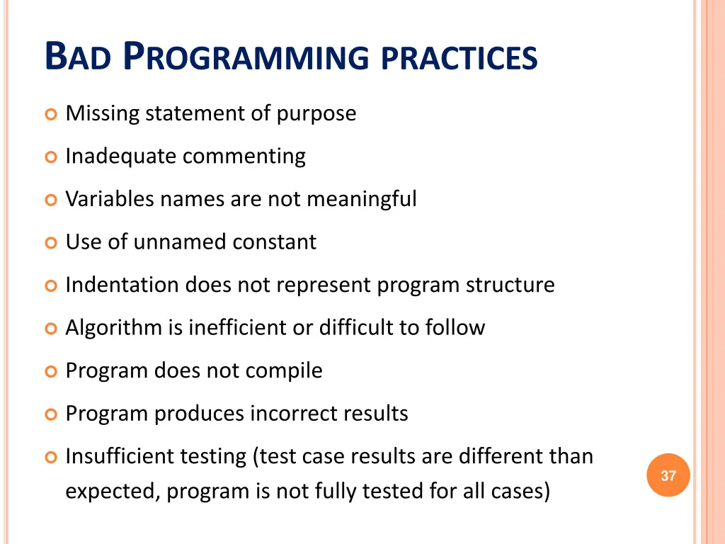 b ad p rogramming practices